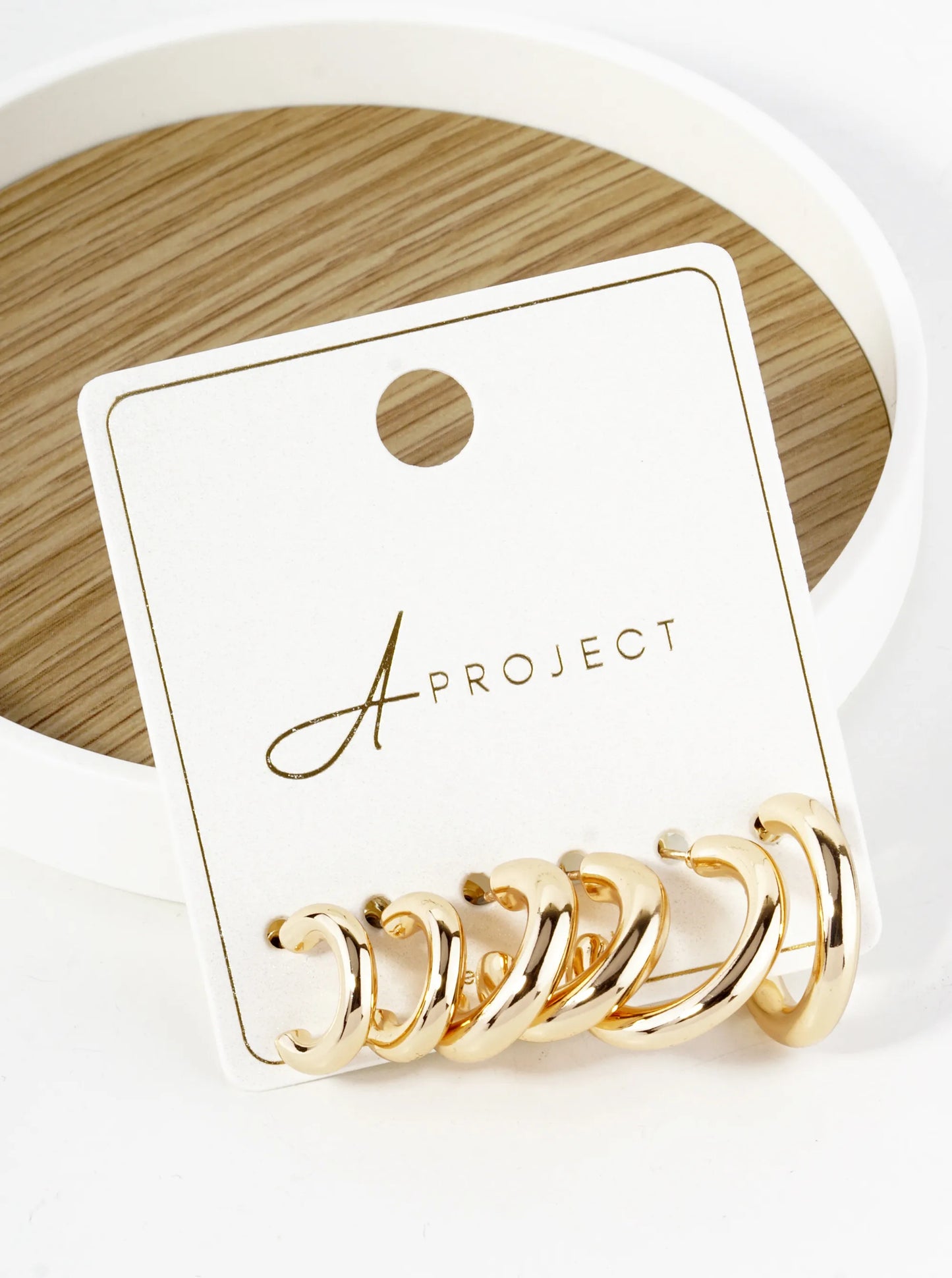 3-Pair Set 14-18-20mm Metal Hoop Earrings