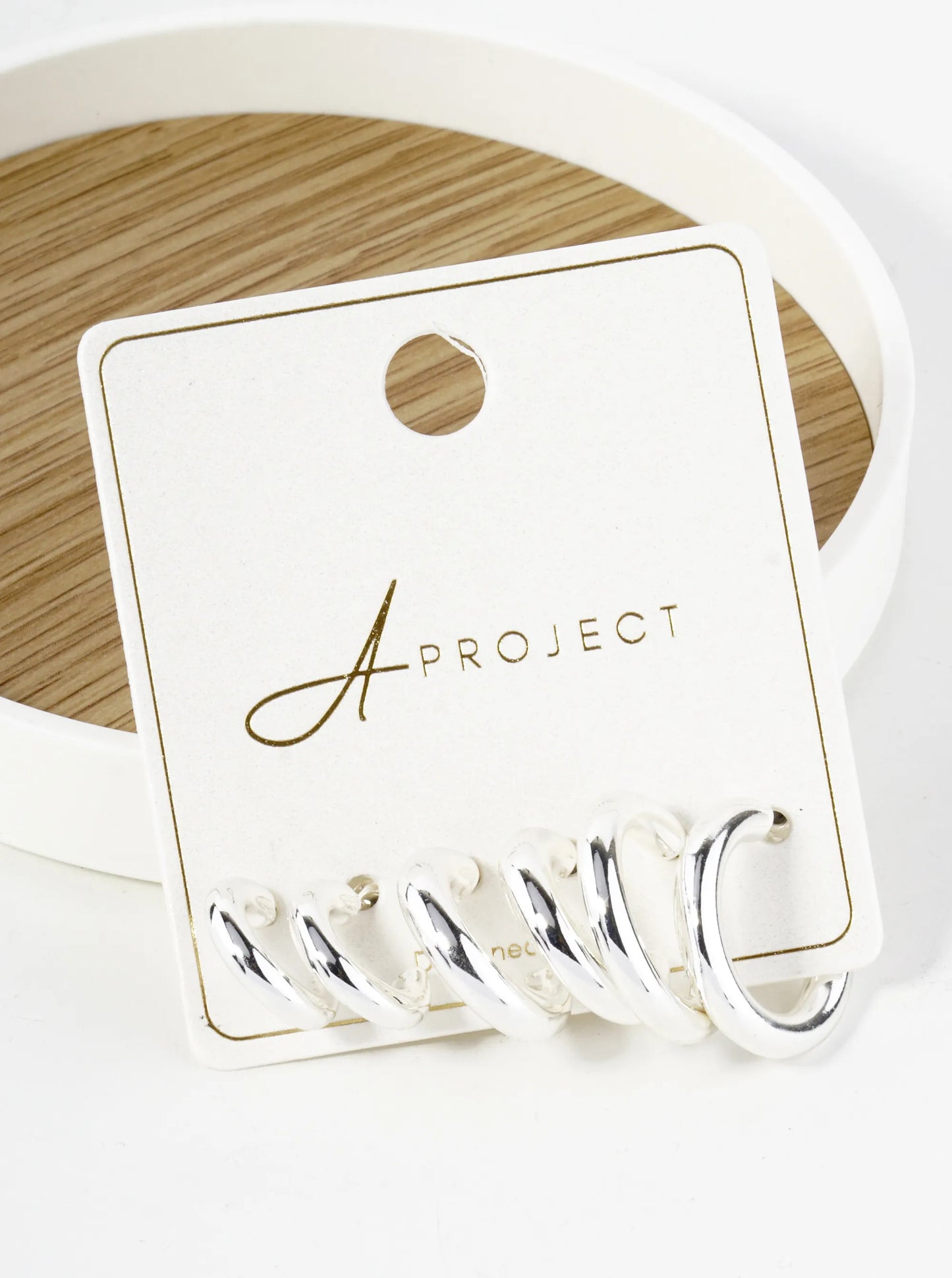 3-Pair Set 14-18-20mm Metal Hoop Earrings