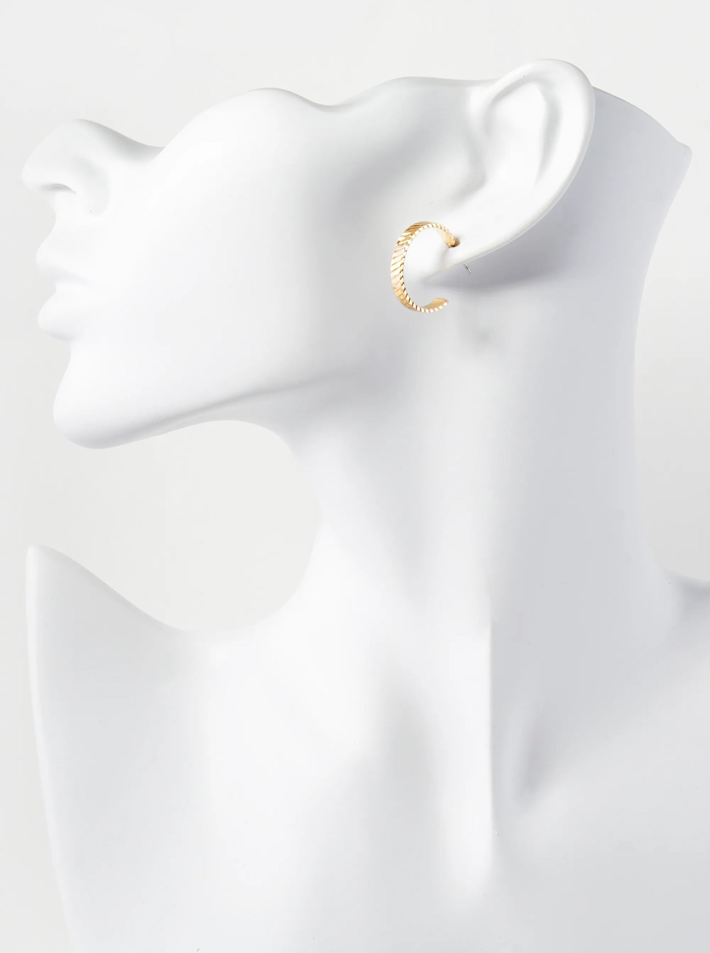 3-Pair Set 18-20mm Textured Open Hoop Earrings