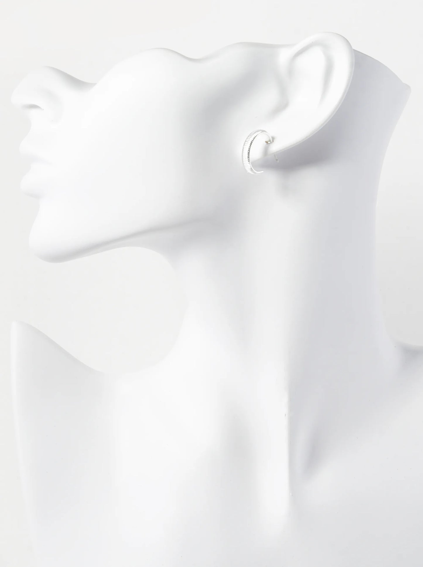 3-Pair Set 18-20mm Textured Open Hoop Earrings