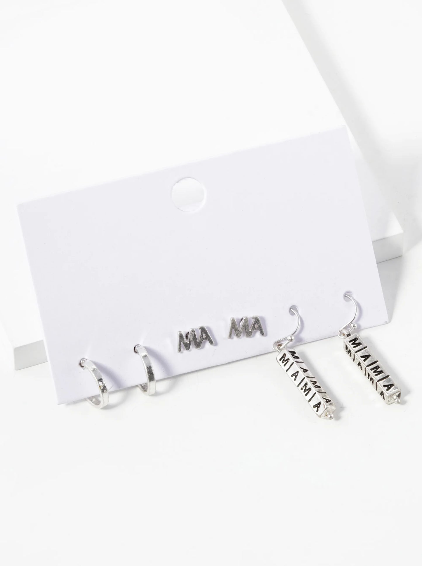 3-Pair Set Metal Mama Earrings