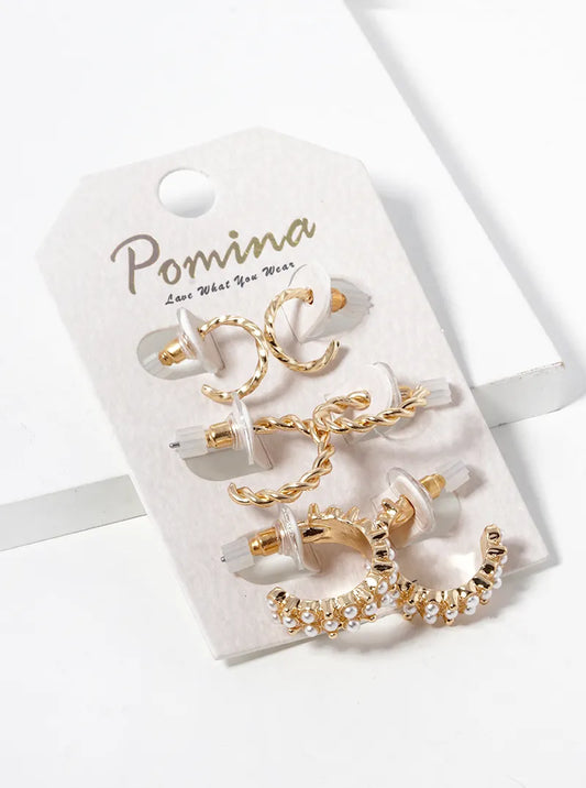 3-Pair Set Multi Open Hoop Earrings