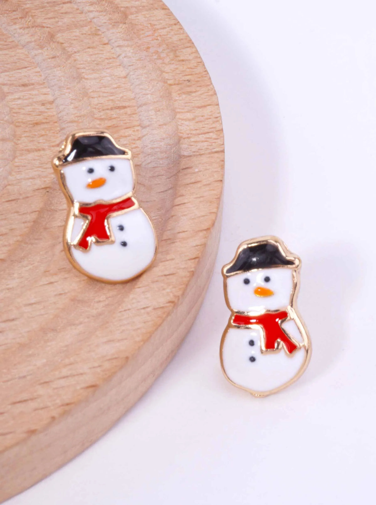 3-Pair Snowman Gift Car Enamel Stud Earrings