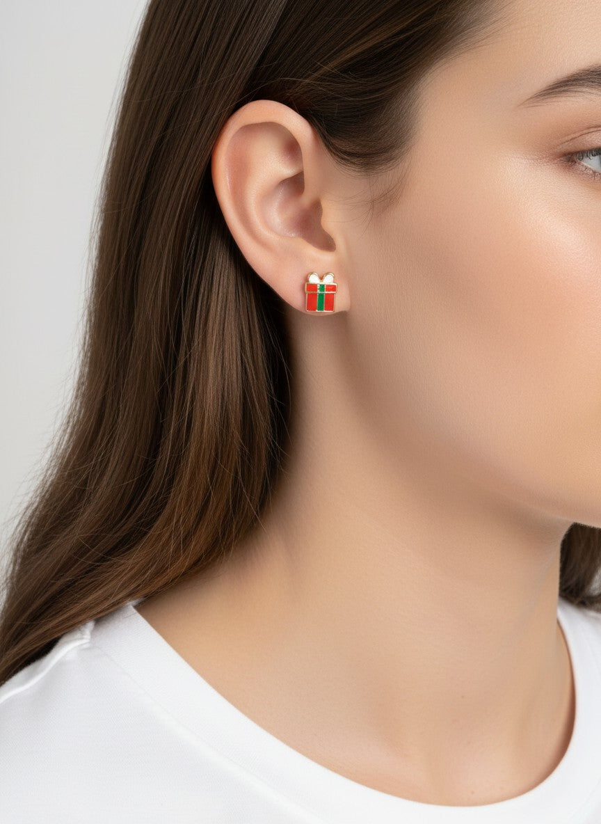 3-Pair Snowman Gift Car Enamel Stud Earrings