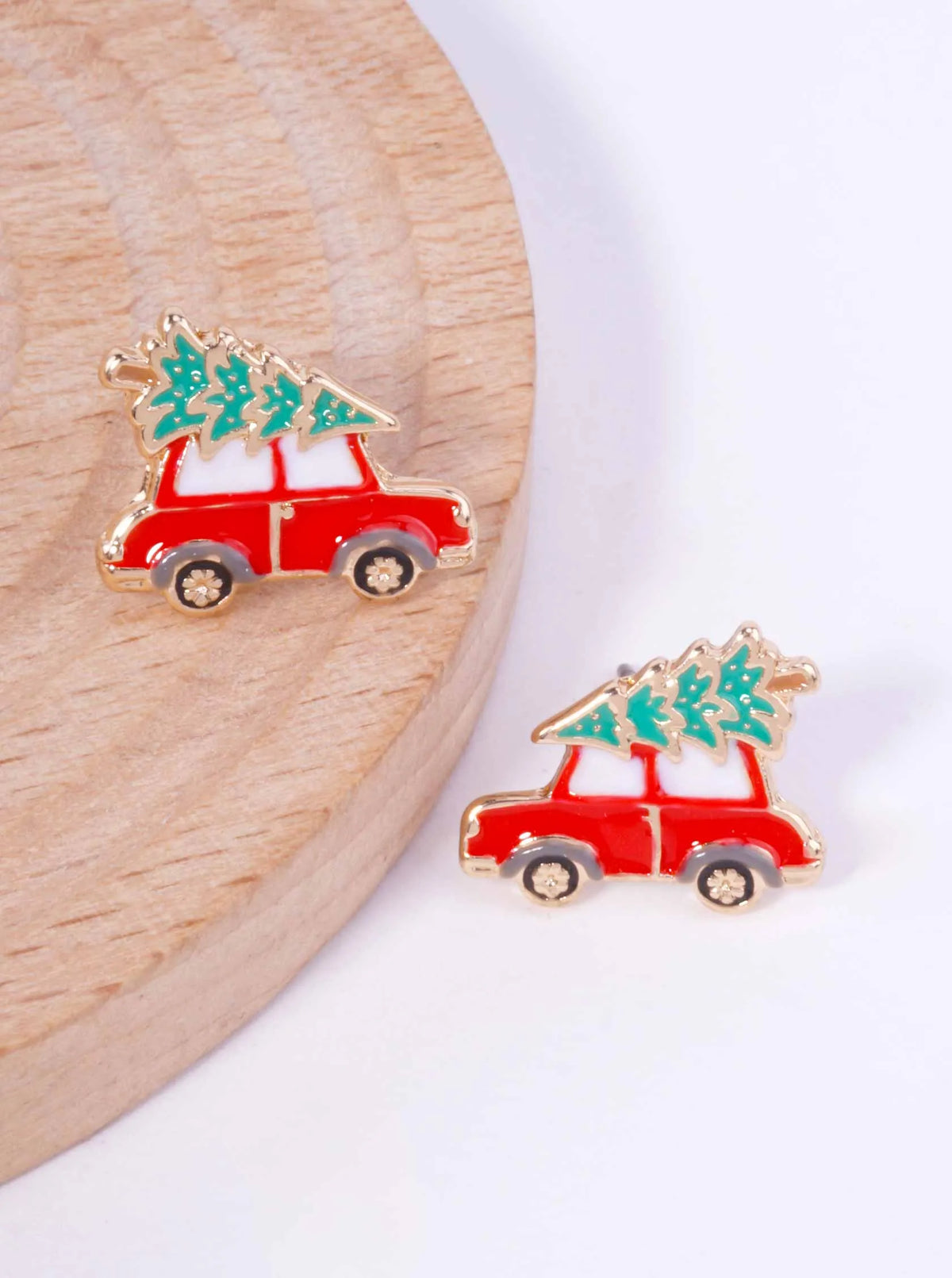 3-Pair Snowman Gift Car Enamel Stud Earrings