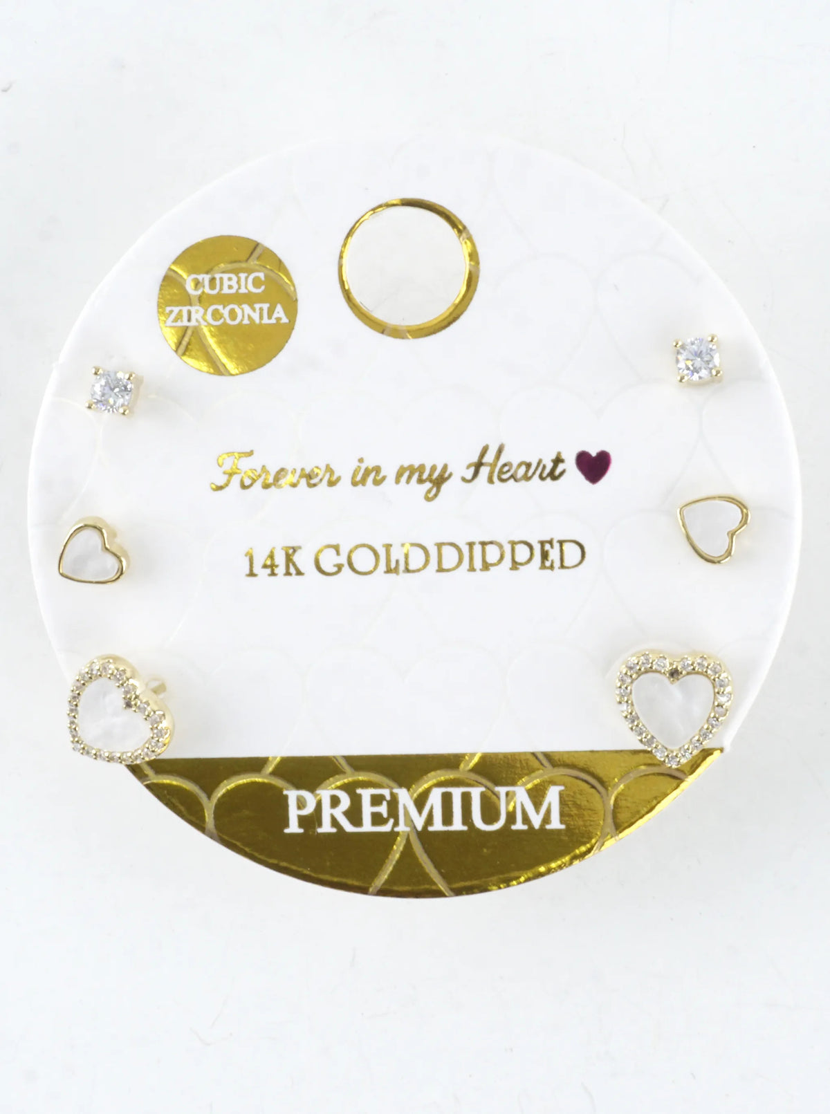 3 Pairs CZ Embedded Heart Stud Earrings Set