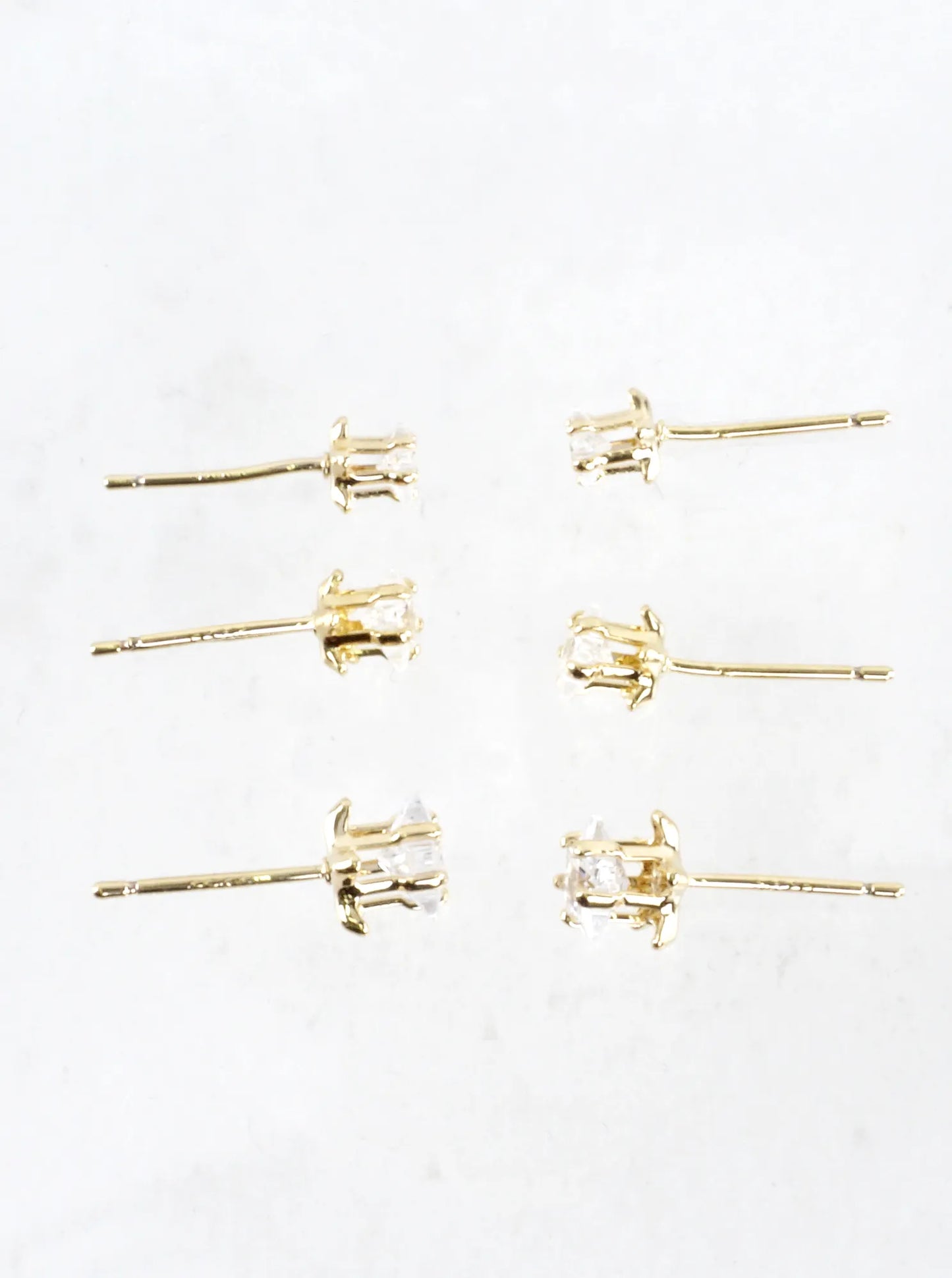 3 Pairs Cubic Zirconia Star Prong Set Earrings Set