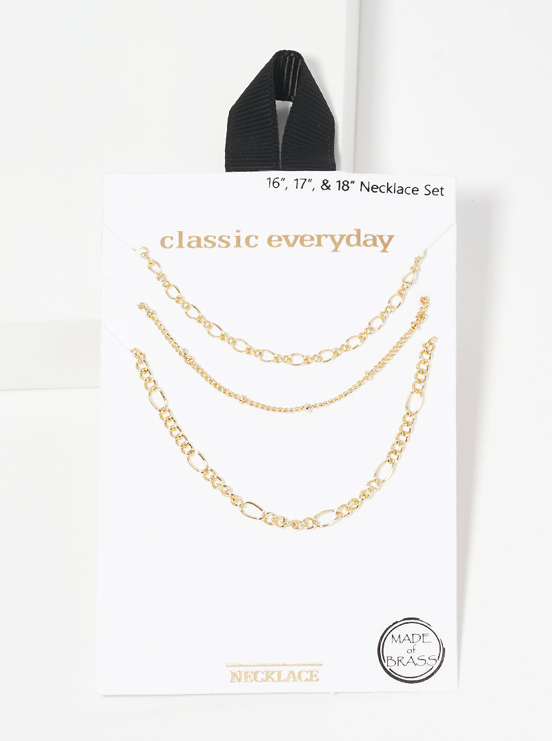 3-Piece Delicate Layered Multi Chain Necklace Set