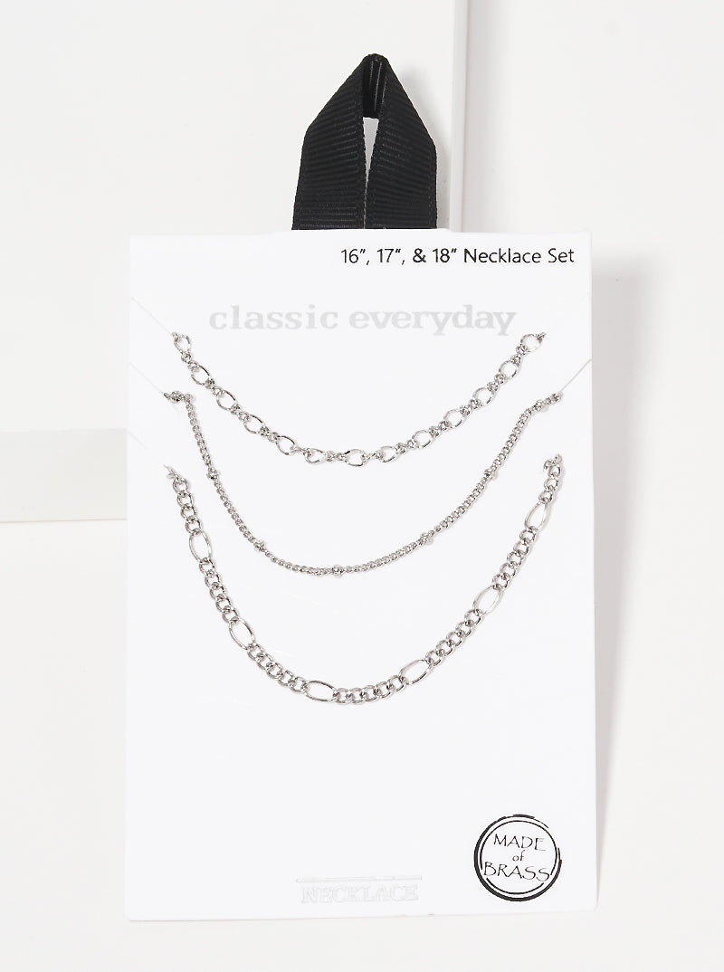 3-Piece Delicate Layered Multi Chain Necklace Set