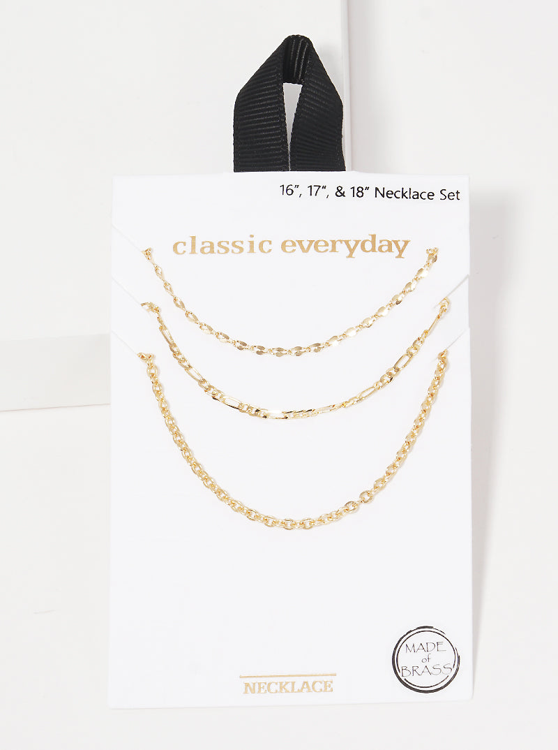 3-Piece Delicate Layered Multi Chain Necklace Set