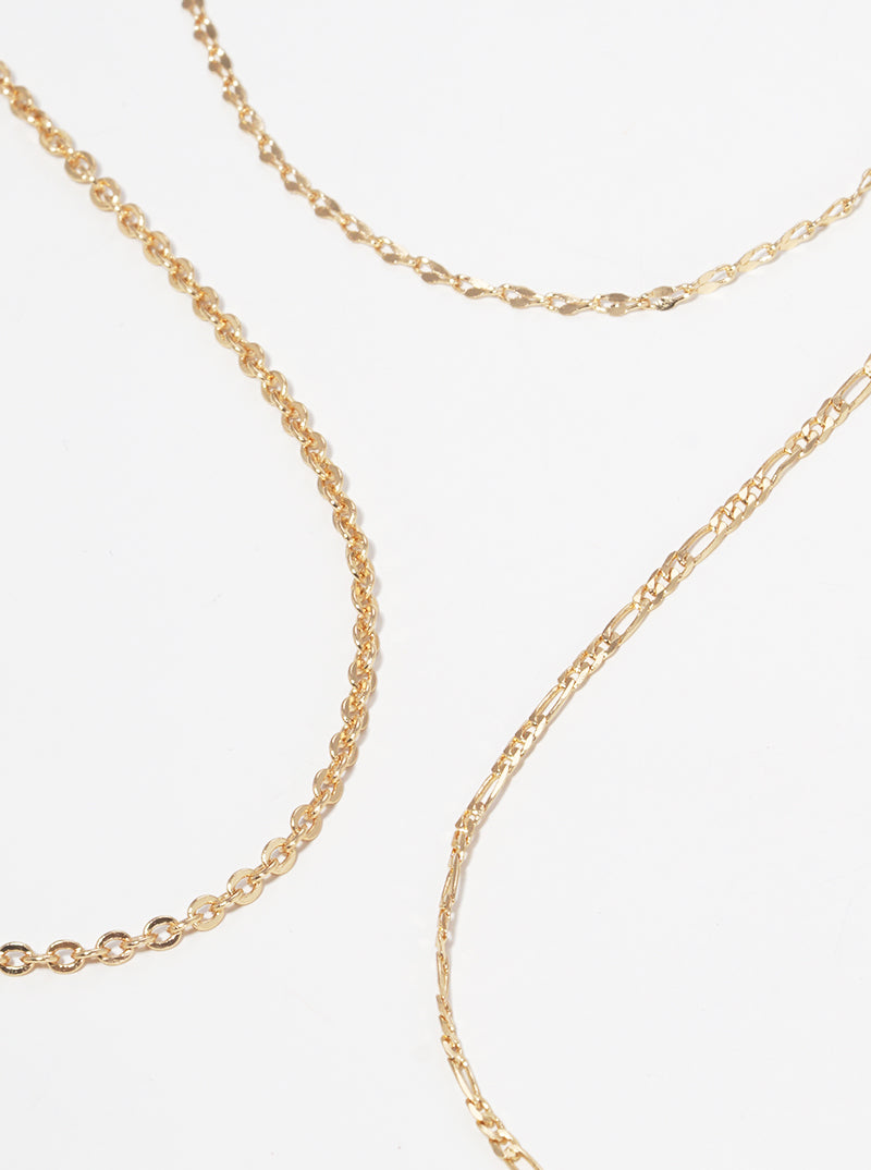 3-Piece Delicate Layered Multi Chain Necklace Set