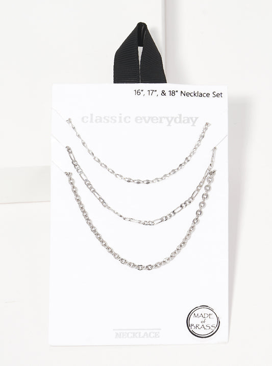 3-Piece Delicate Layered Multi Chain Necklace Set