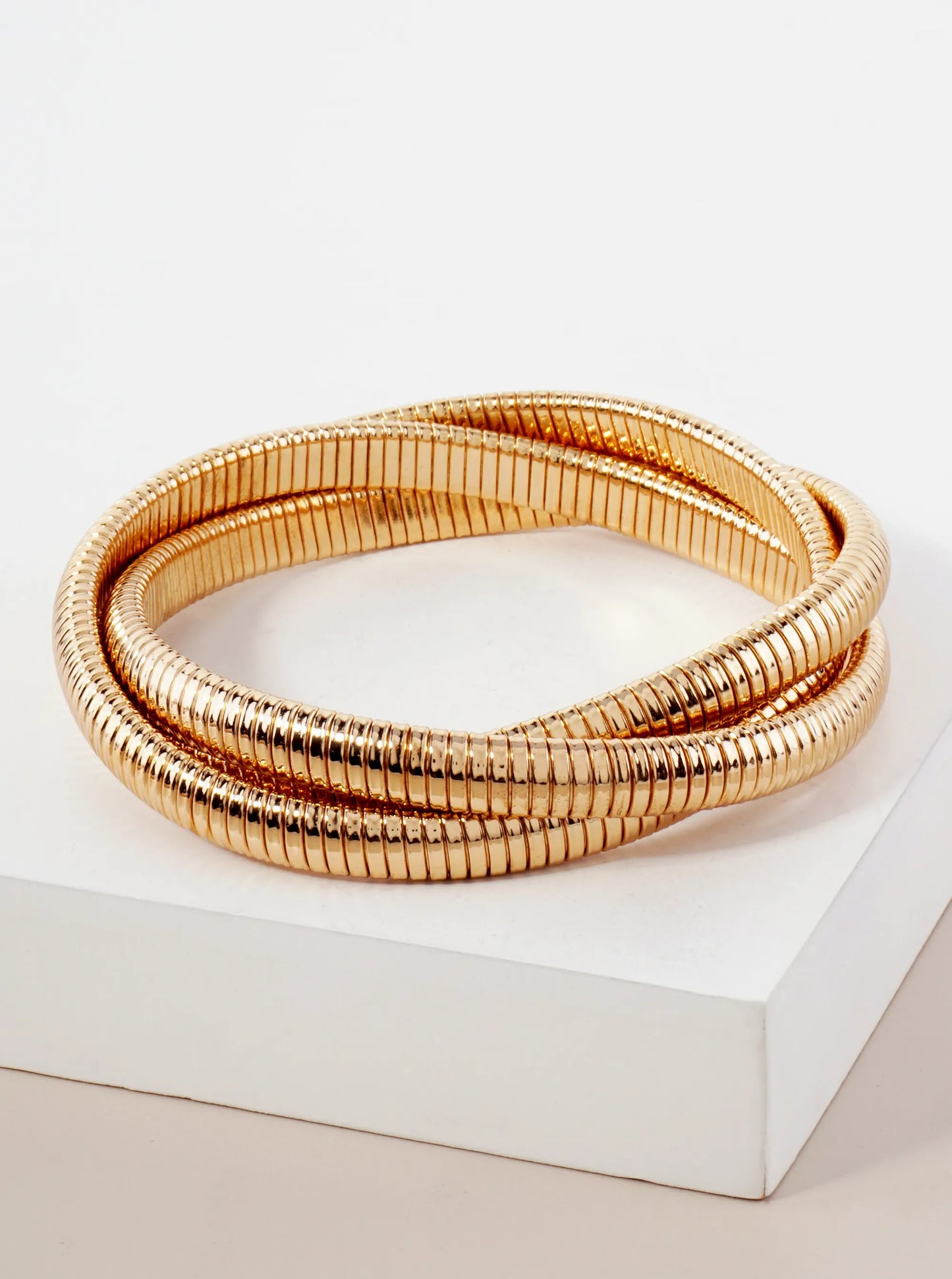 3-Piece Interlocked Stretch Metal Bangle Bracelet