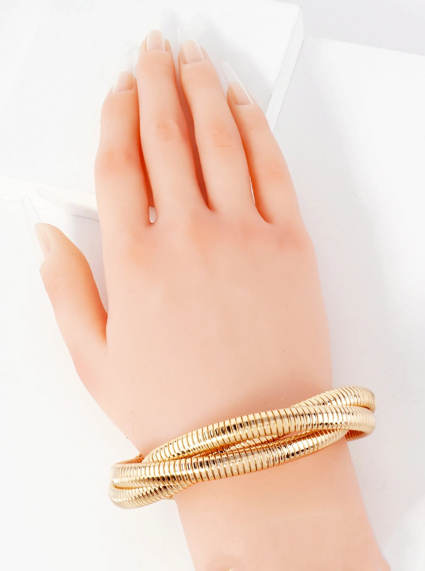 3-Piece Interlocked Stretch Metal Bangle Bracelet