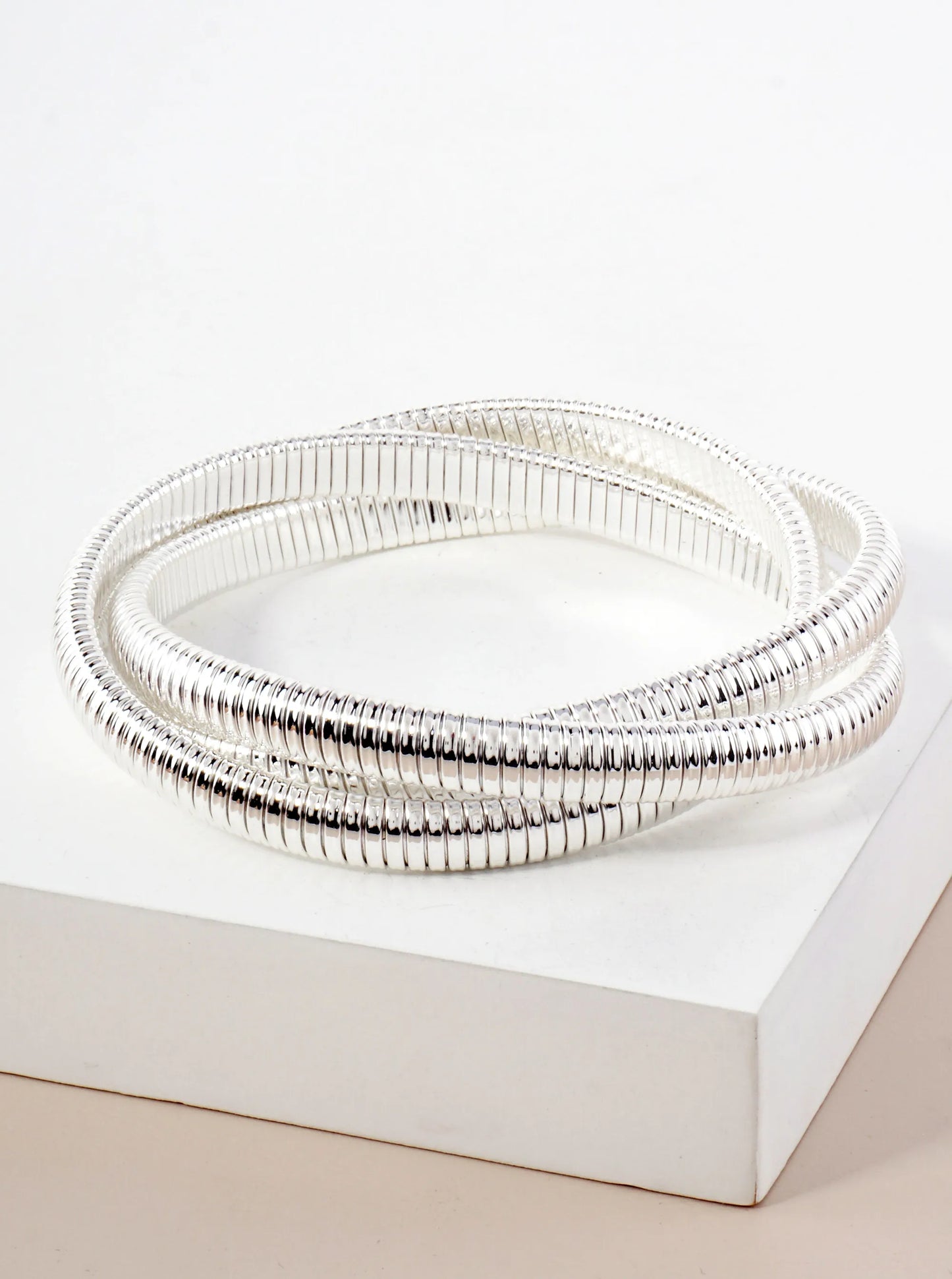 3-Piece Interlocked Stretch Metal Bangle Bracelet