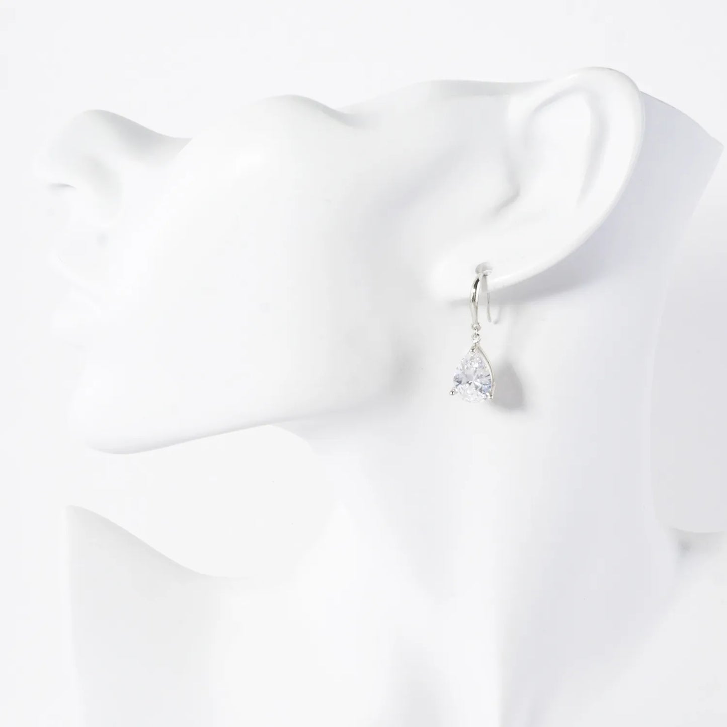 3-Prong Teardrop CZ Drop 18K-Gold-Dipped Brass Earrings