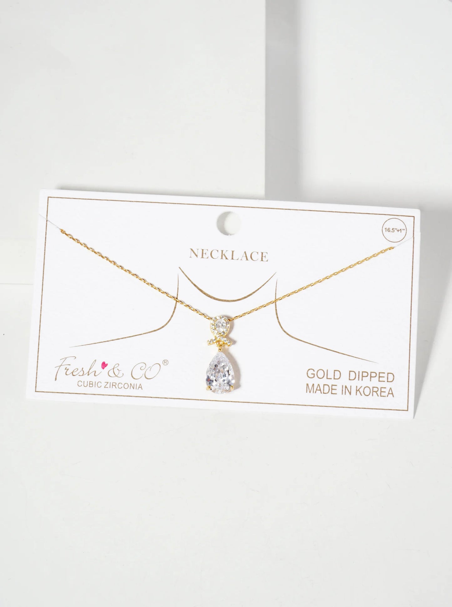 3-Prong Teardrop Cubic-Zirconia Pendant 18K-Gold-Dipped Necklace