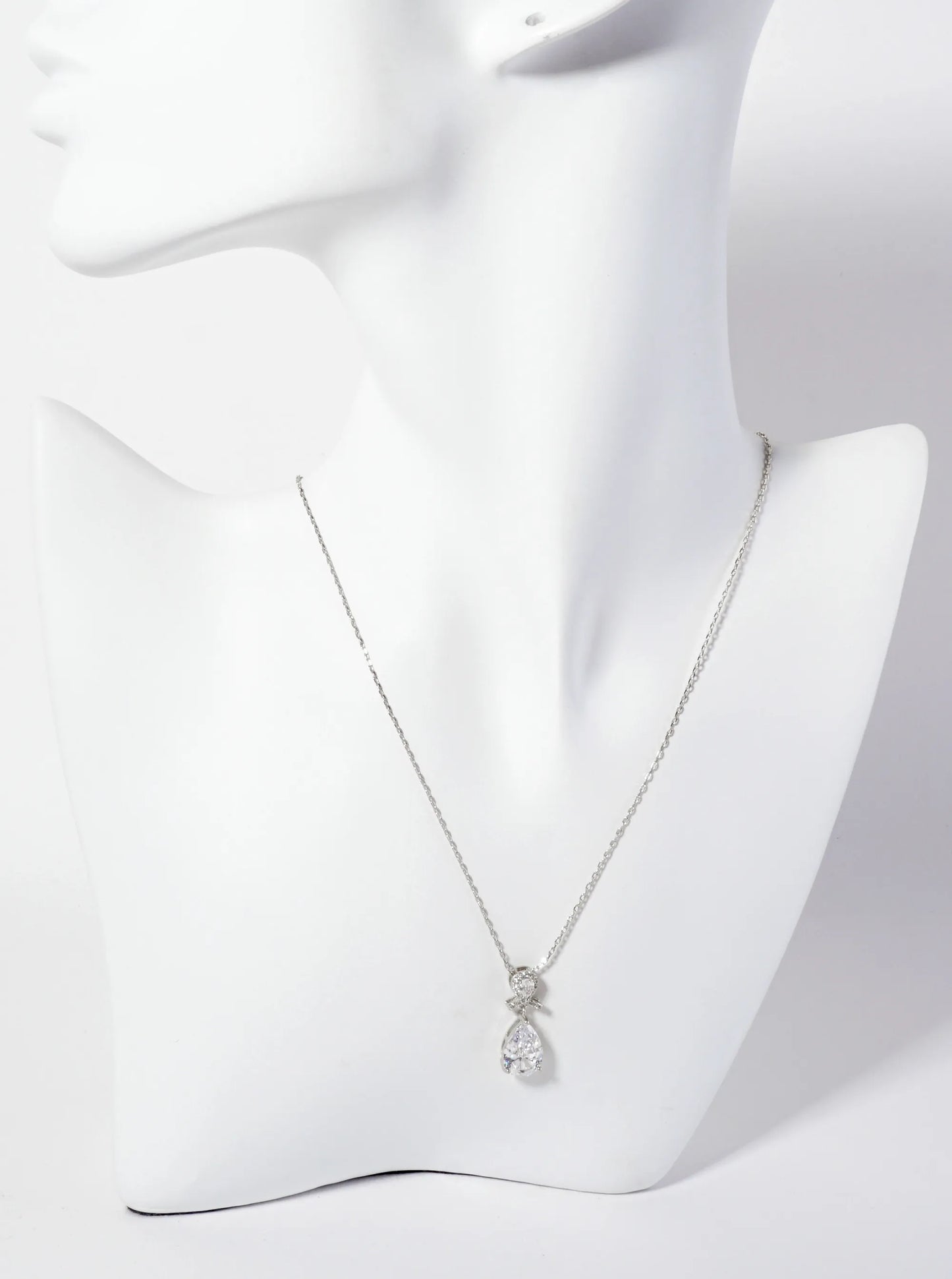 3-Prong Teardrop Cubic-Zirconia Pendant 18K-Gold-Dipped Necklace