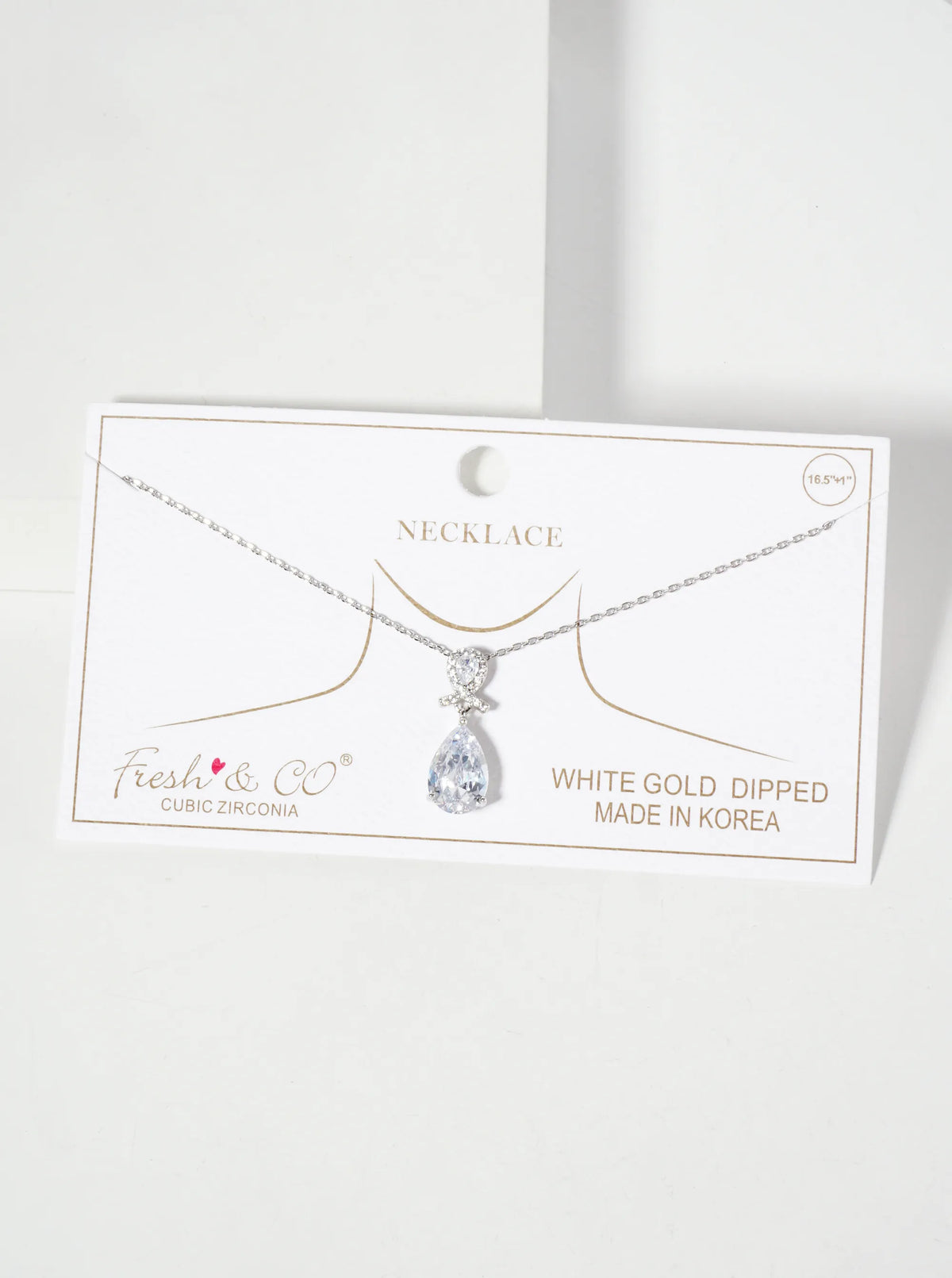 3-Prong Teardrop Cubic-Zirconia Pendant 18K-Gold-Dipped Necklace