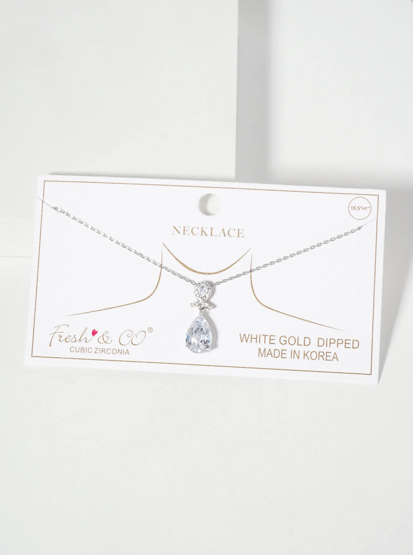 3-Prong Teardrop Cubic-Zirconia Pendant 18K-Gold-Dipped Necklace
