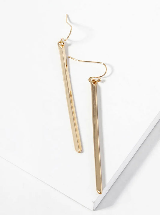 3-Sided Polished Metal Bar Drop Dangle Earrings