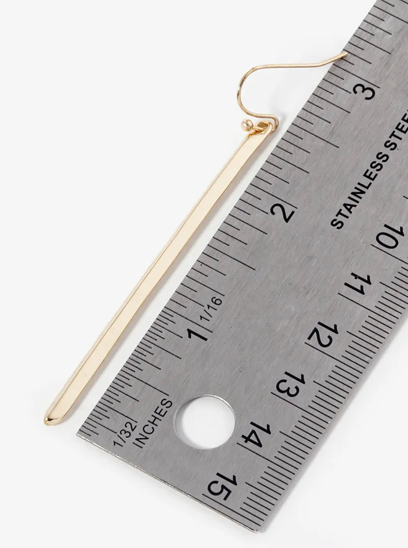 3-Sided Polished Metal Bar Drop Dangle Earrings