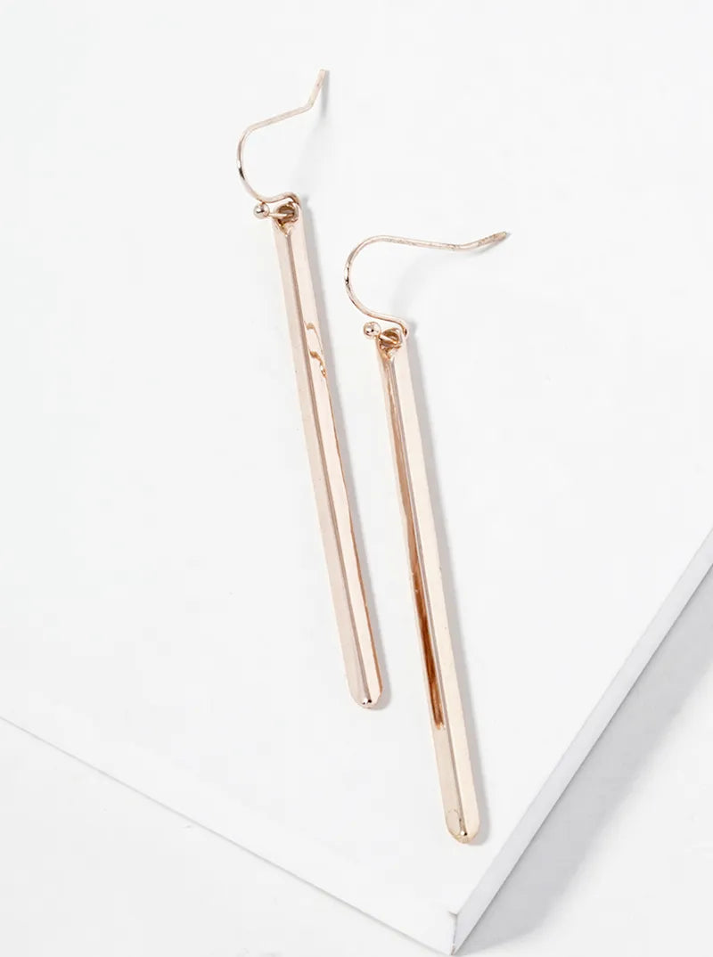 3-Sided Polished Metal Bar Drop Dangle Earrings