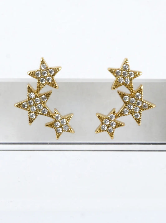 3 Star Cluster CZ Pave Stud Earrings