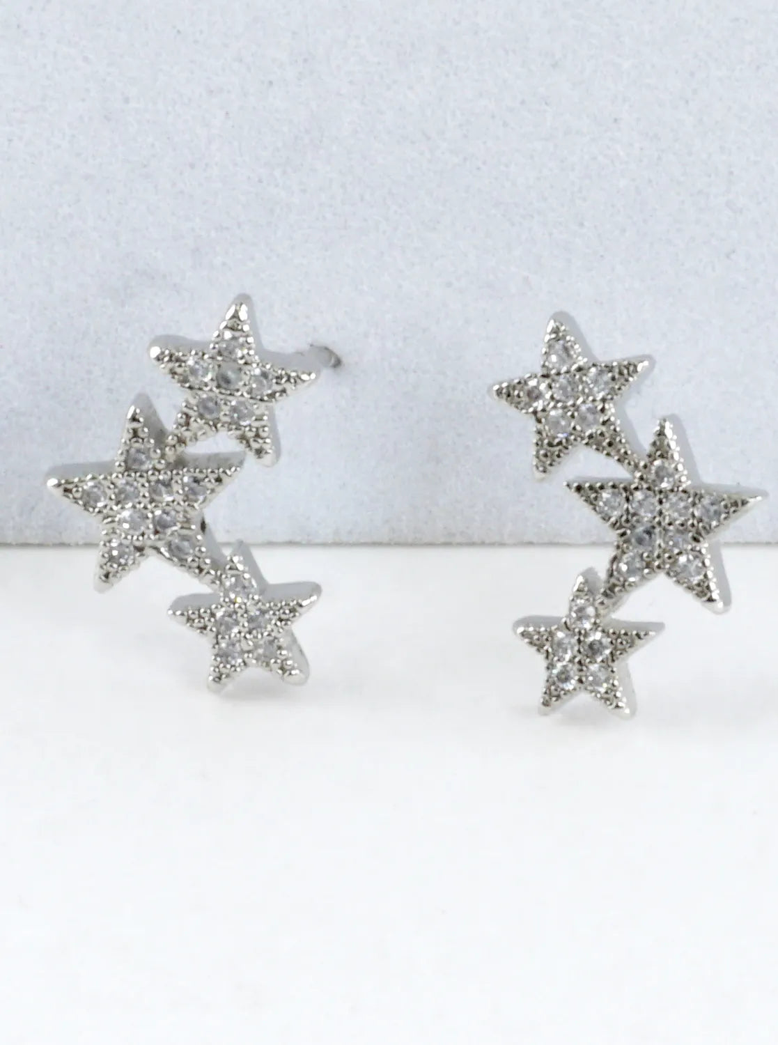 3 Star Cluster CZ Pave Stud Earrings