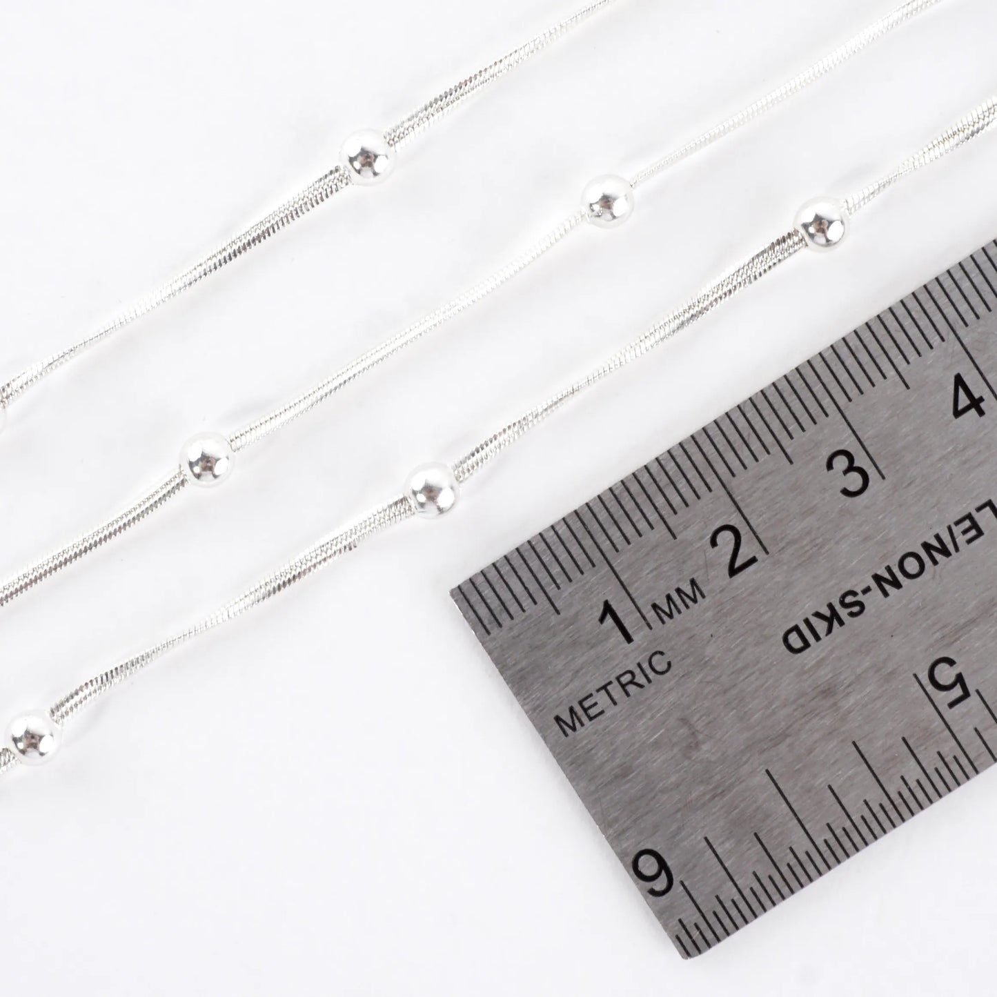 3 Strand Station Beaded Snake Chain Necklace