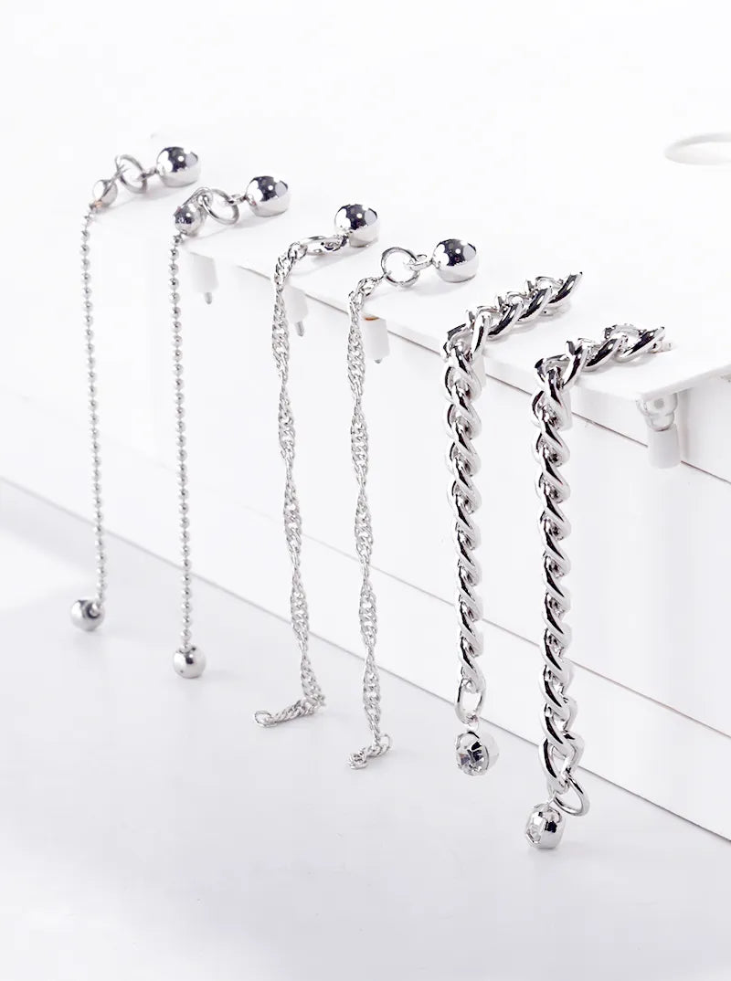 3-pair Set Metal Chain Earrings