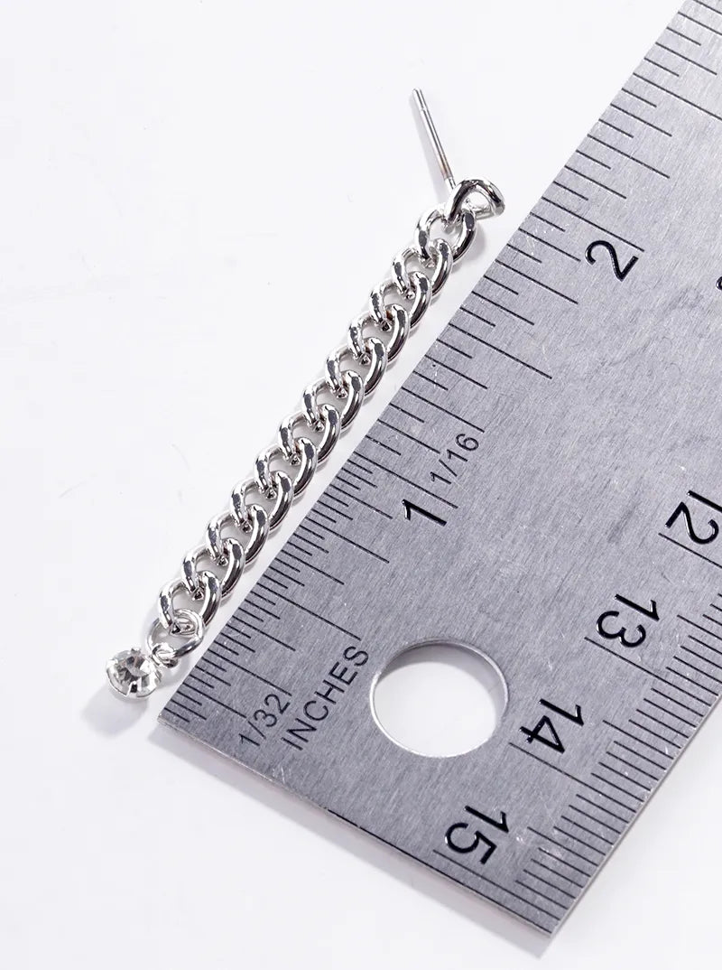 3-pair Set Metal Chain Earrings