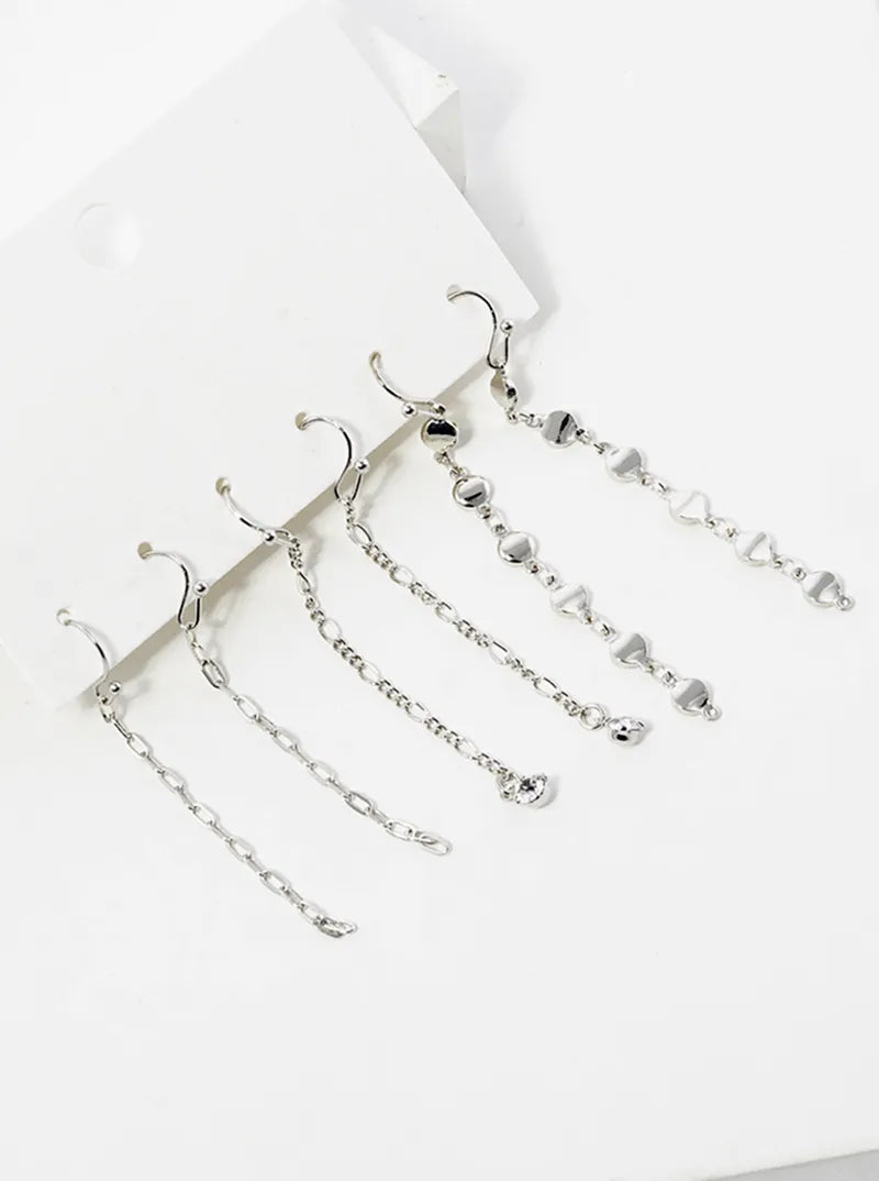 3-pair Set Multi Chain Drop Earrings