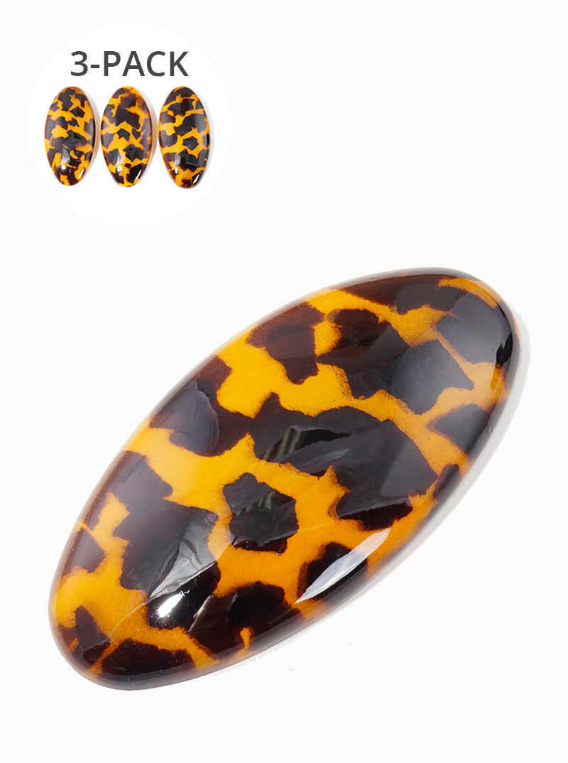3-piece Oval Shaped Acetate Hair Clips Set