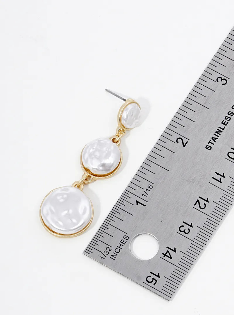 3-tier Graduated Pearl Dangle Drop Post Earrings