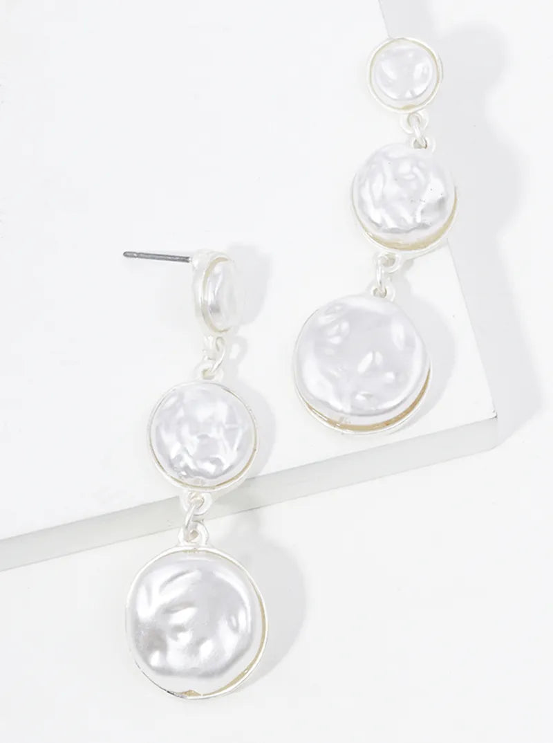 3-tier Graduated Pearl Dangle Drop Post Earrings
