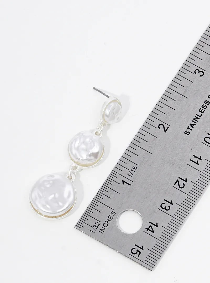 3-tier Graduated Pearl Dangle Drop Post Earrings
