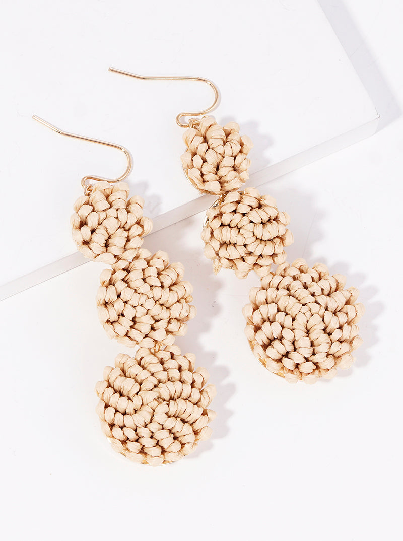 3-tier Graduated Round Raffa Dangle Drop Earrings