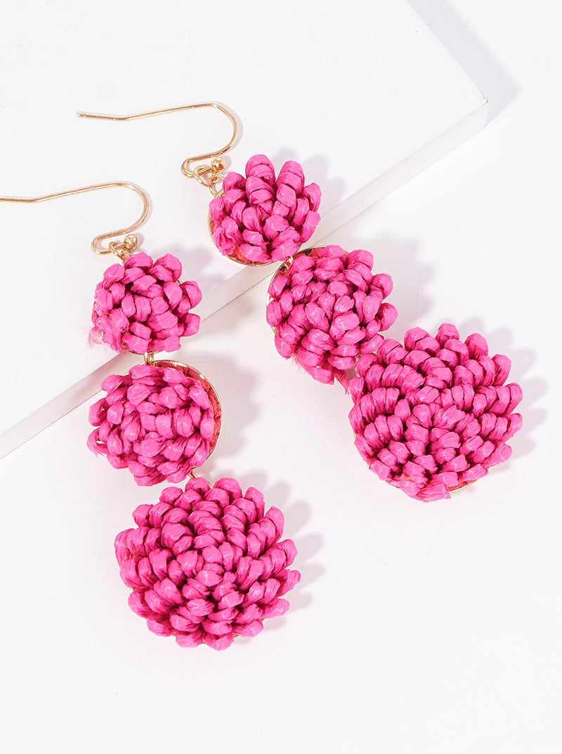 3-tier Graduated Round Raffa Dangle Drop Earrings