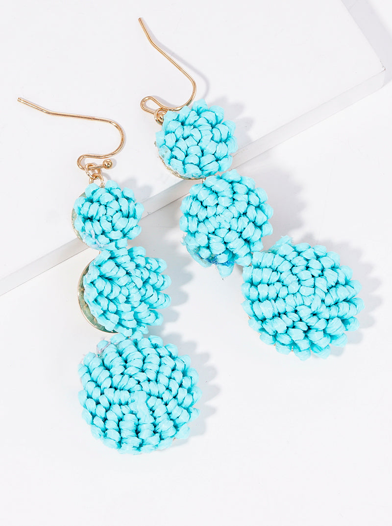 3-tier Graduated Round Raffa Dangle Drop Earrings