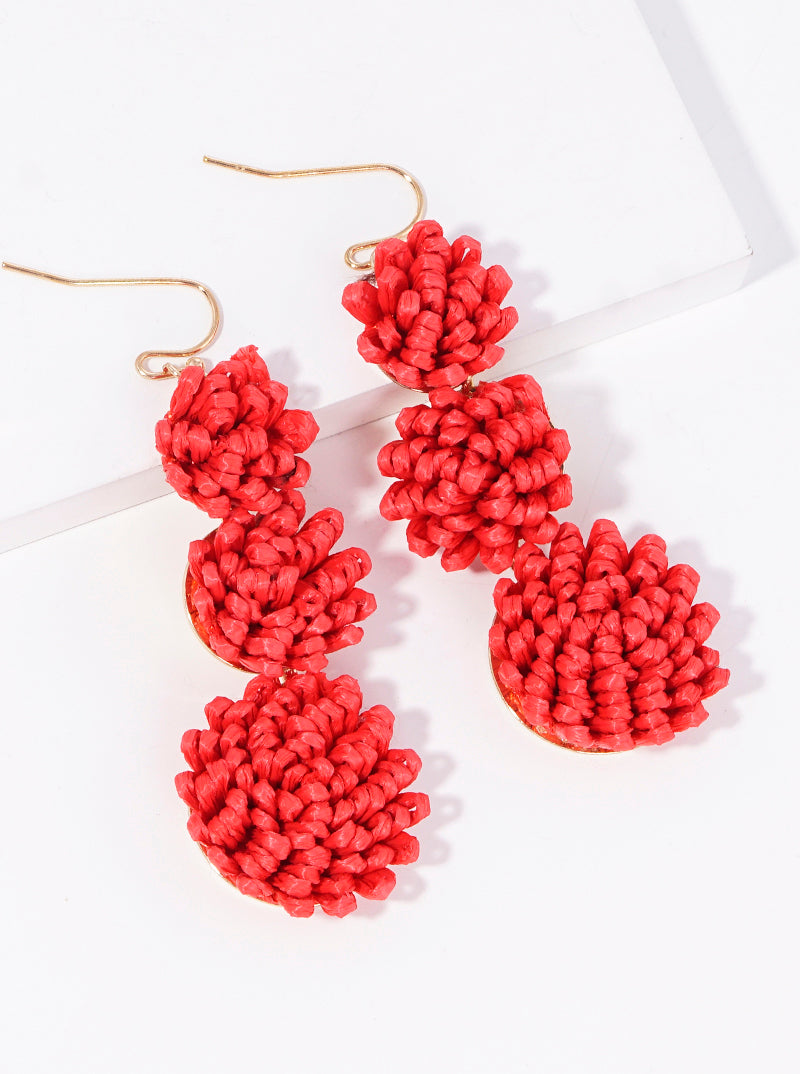 3-tier Graduated Round Raffa Dangle Drop Earrings
