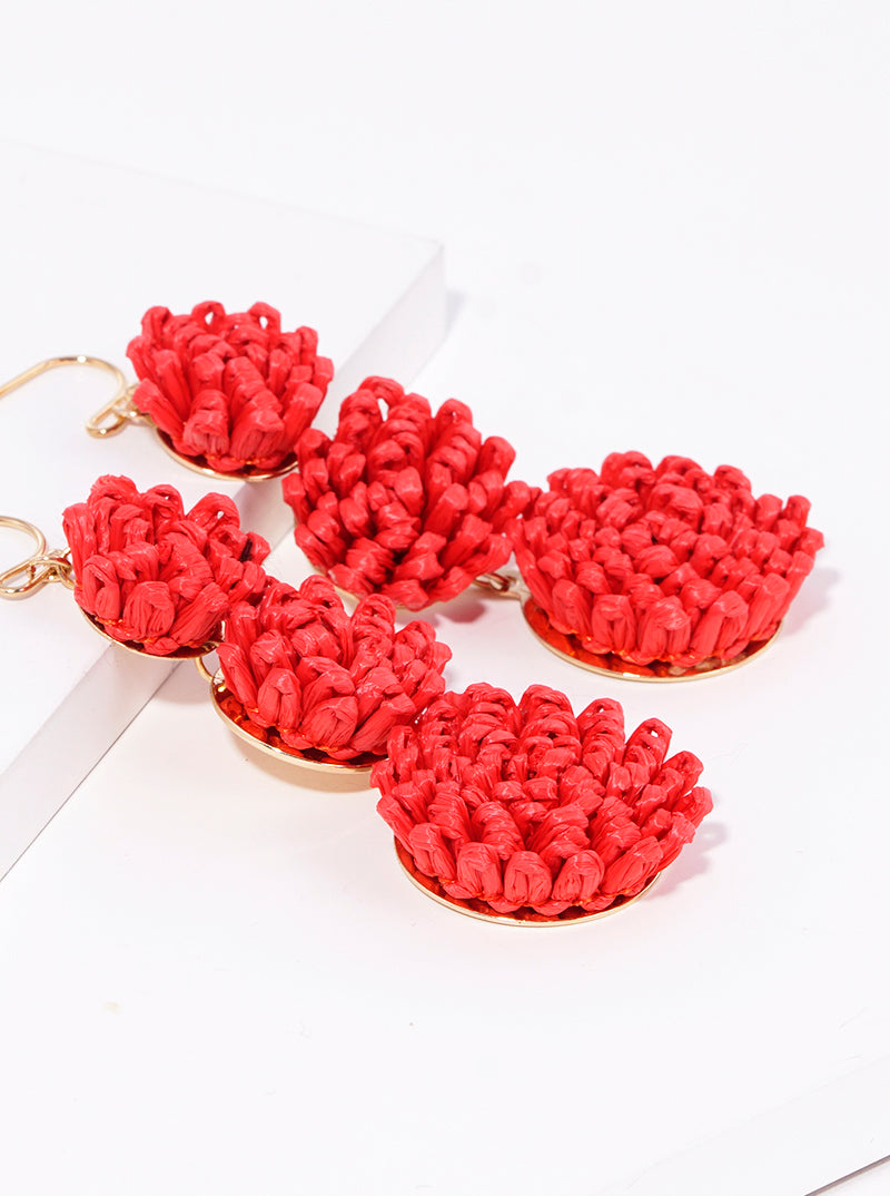 3-tier Graduated Round Raffa Dangle Drop Earrings
