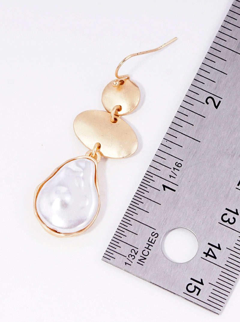 3-tier Round Oval And Pearl Drop Dangle Earrings