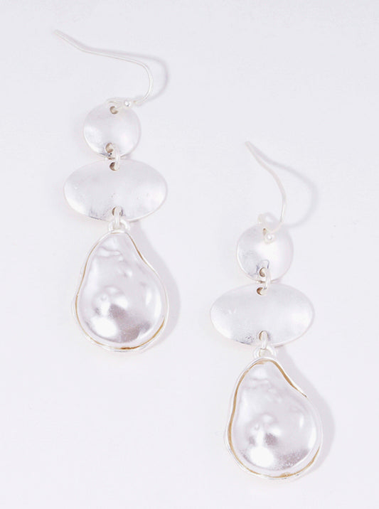 3-tier Round Oval And Pearl Drop Dangle Earrings