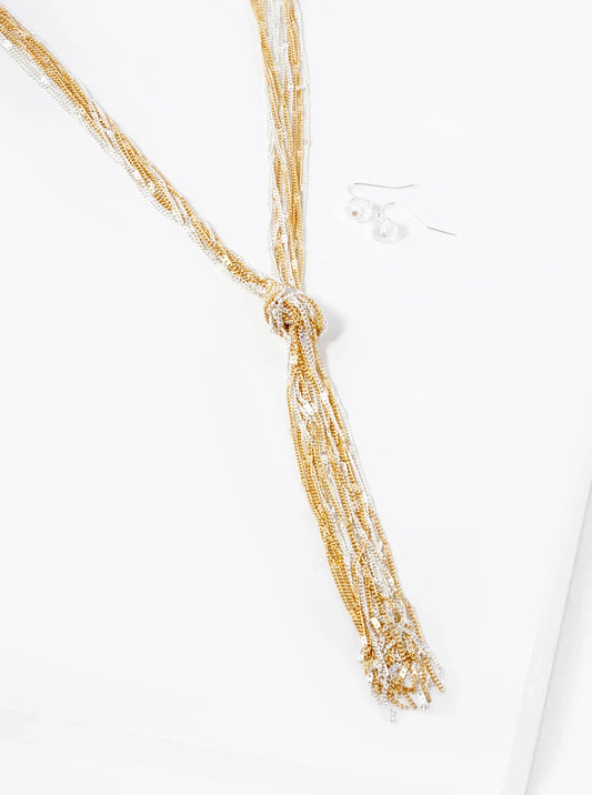 30 Inch Long Chain Knot Y Lariat Necklace