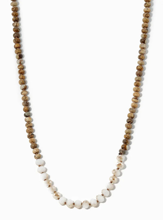 30 Inch Semiprecious Necklace With Faceted Glass Beads