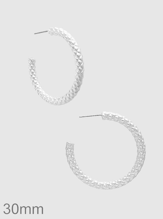 30MM METAL TEXTURED HOOP EARRINGS
