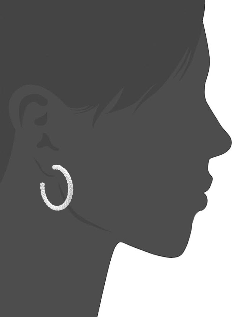30MM METAL TEXTURED HOOP EARRINGS