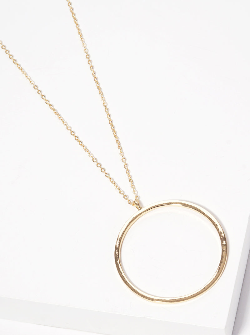 30inch Long  Classic Cut Out Round Pendant Long Necklace