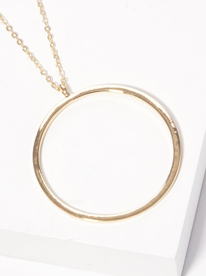 30inch Long  Classic Cut Out Round Pendant Long Necklace